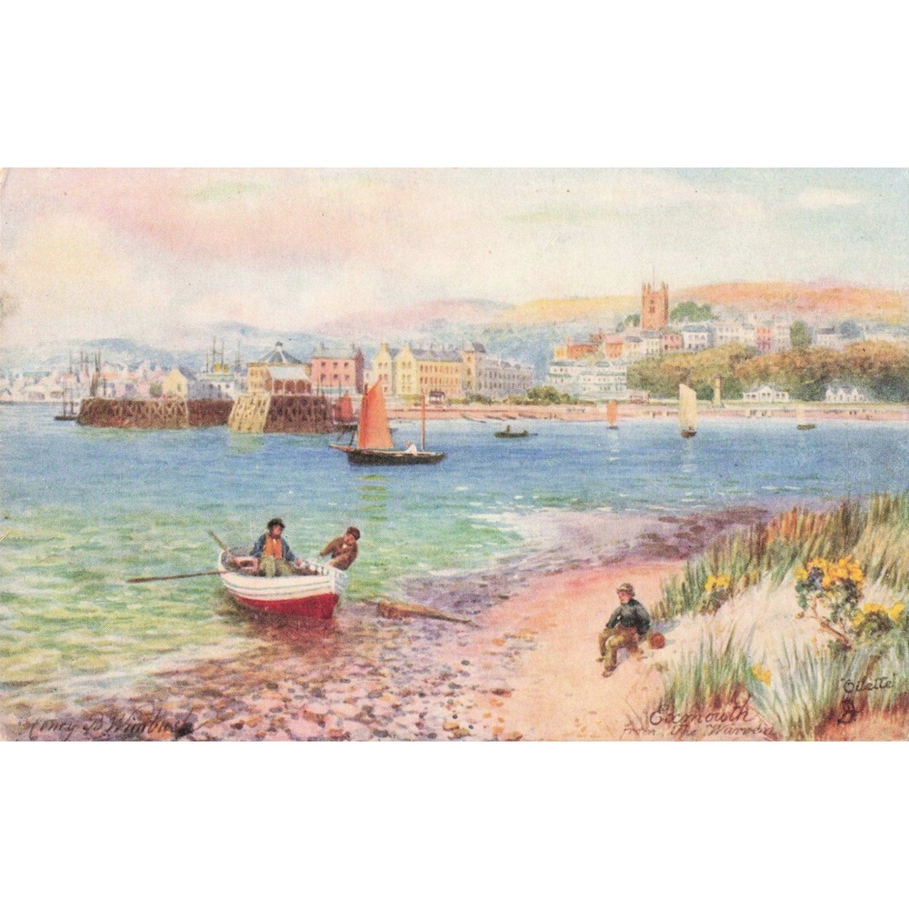 Exmouth Devon England Postcard Tuck Oilette HB Wimbush The Warren Boats c1910
